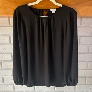 J. by J. Crew Sheer Long Sleeve Blouse in Black, Size 0, XS